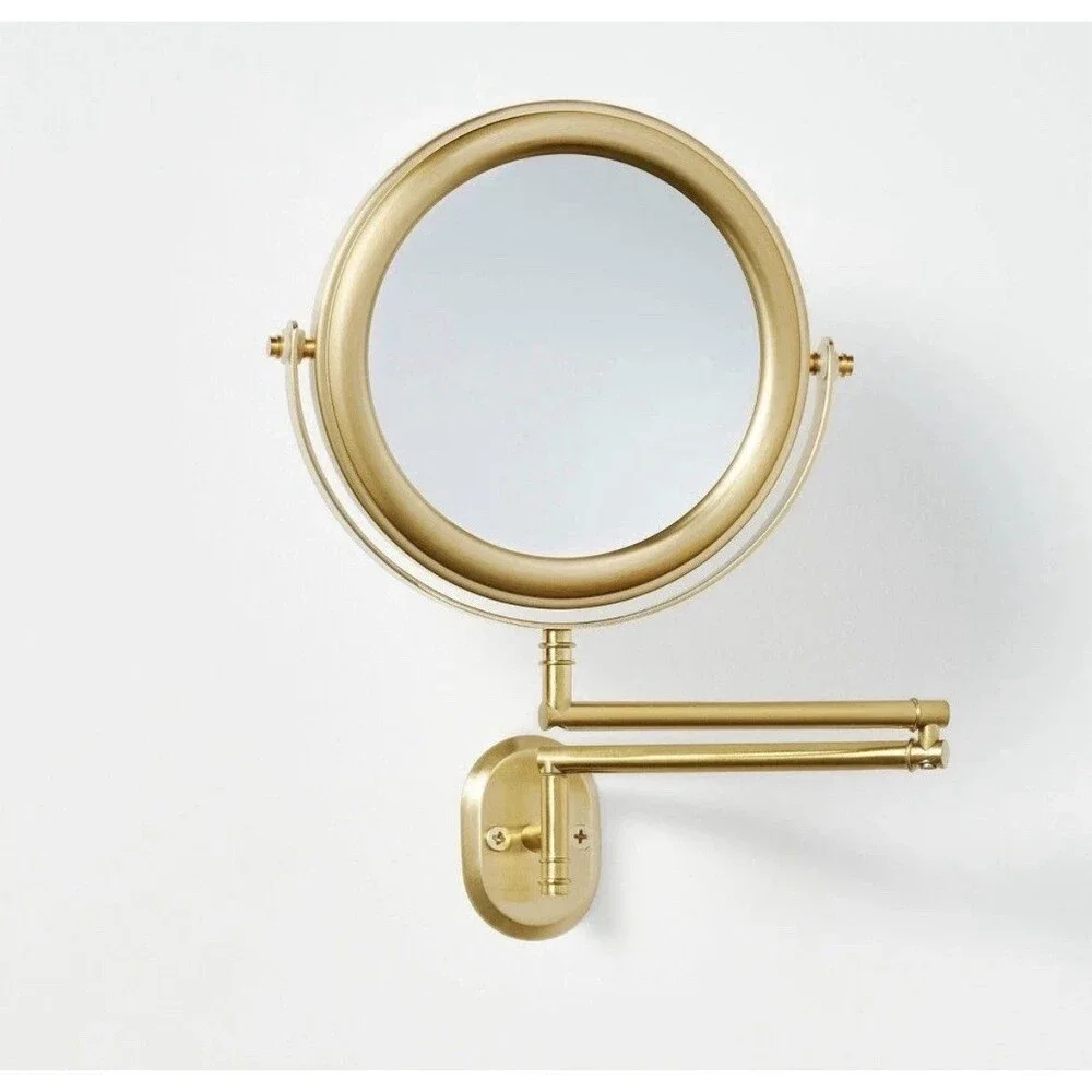 Hearth & Hand with Magnolia Wall-Mounted 3X Magnifying Swivel Mirror Brass New